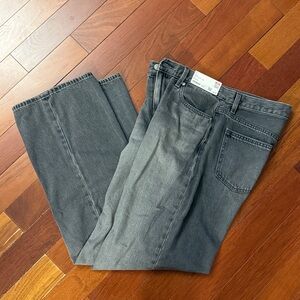 Grey black wide straight leg jeans